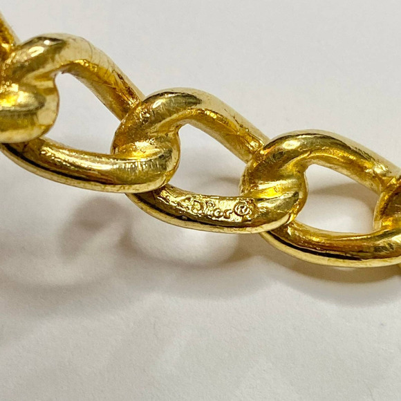 VTG Christian Dior Gold Tone Metal Chain Link Bangle Bracelet Signed - Picture 9 of 12